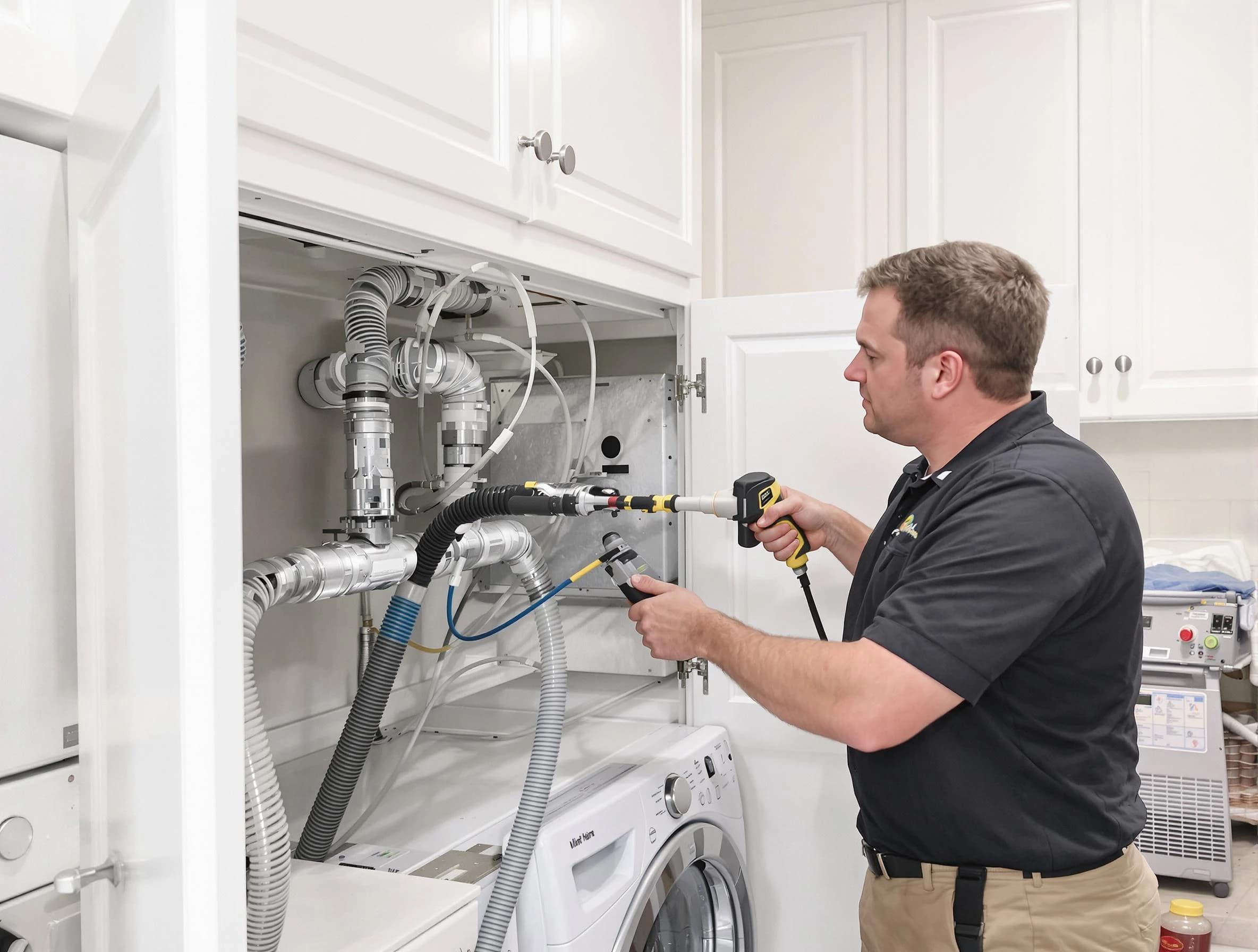 Riverside Dryer Vent Cleaning professional removing severe blockage from a clogged dryer vent in Riverside