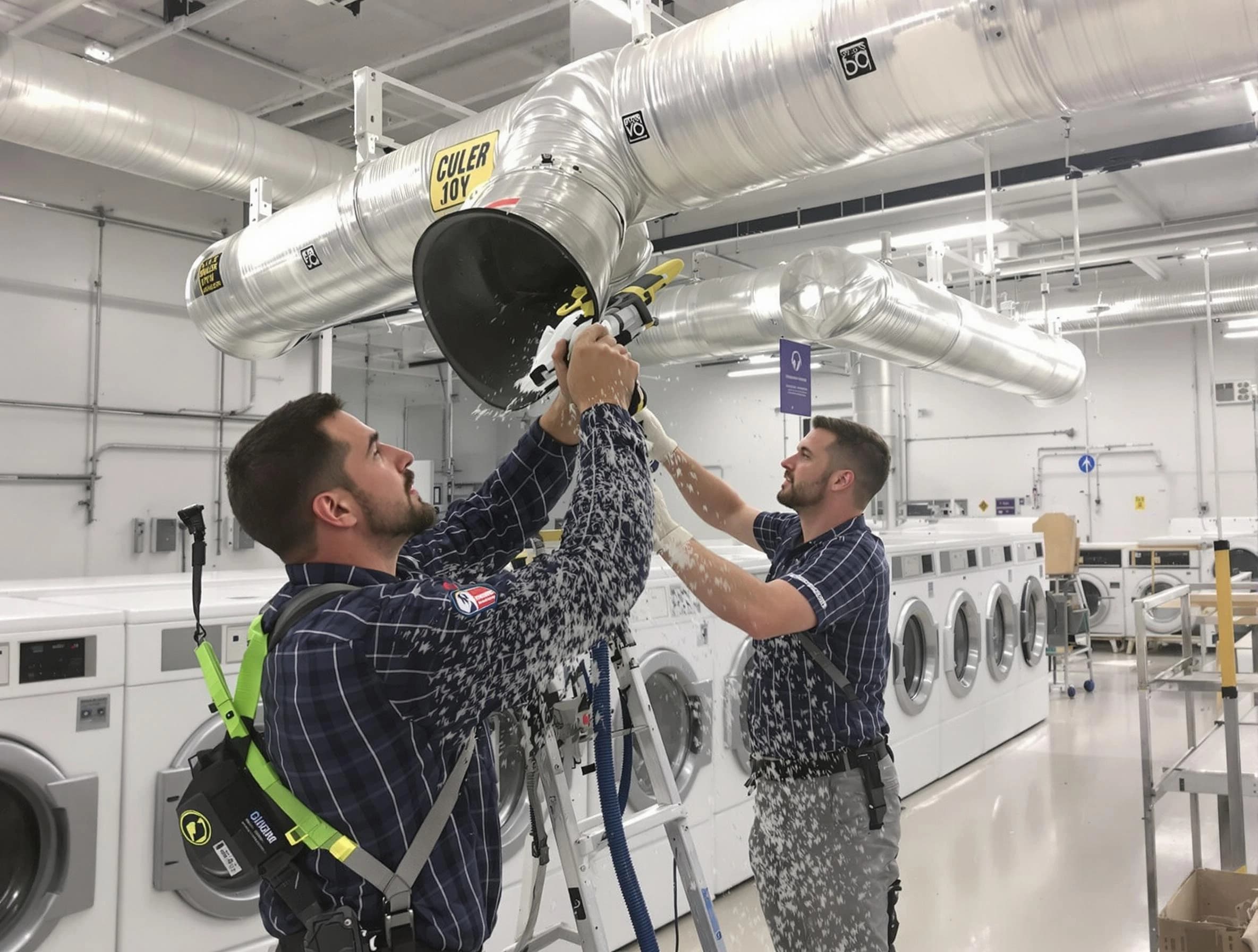 Riverside Dryer Vent Cleaning team performing large-scale commercial dryer vent cleaning in Riverside