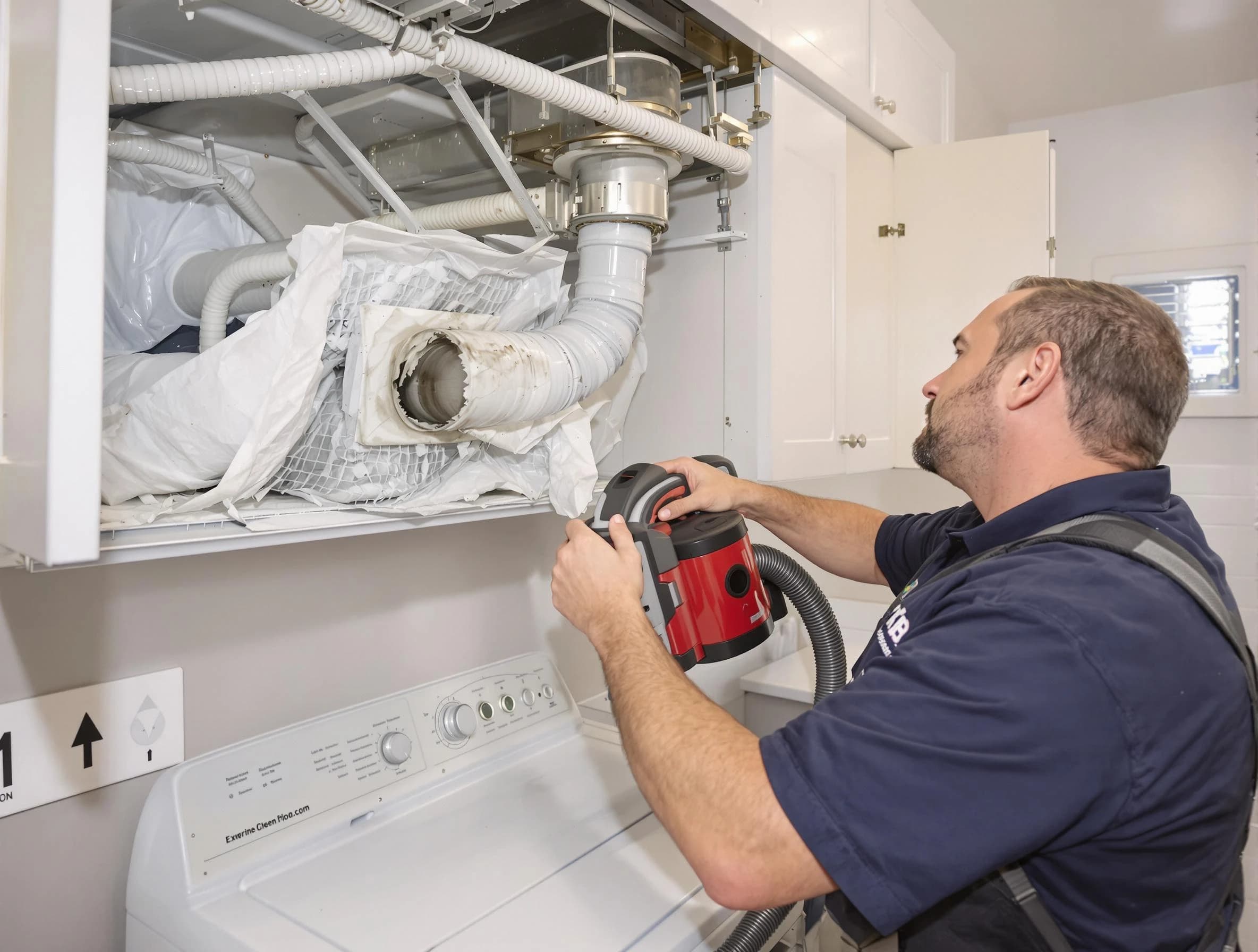 Riverside Dryer Vent Cleaning technician performing professional exhaust vent cleaning at a residential property in Riverside