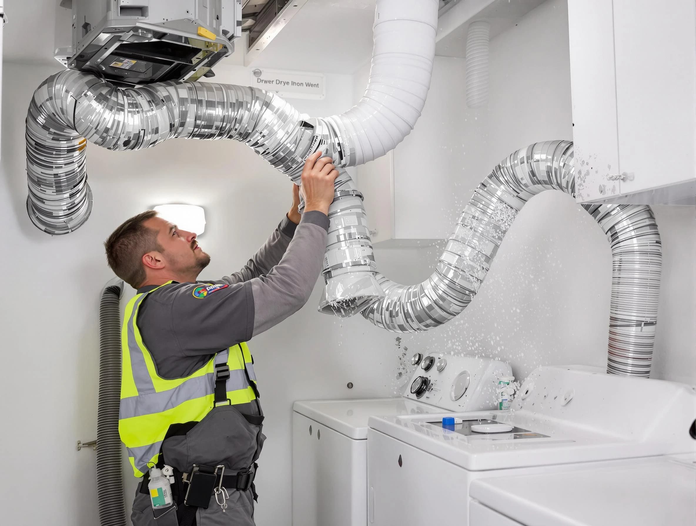 Riverside Dryer Vent Cleaning technician performing detailed dryer exhaust vent cleaning at a home in Riverside
