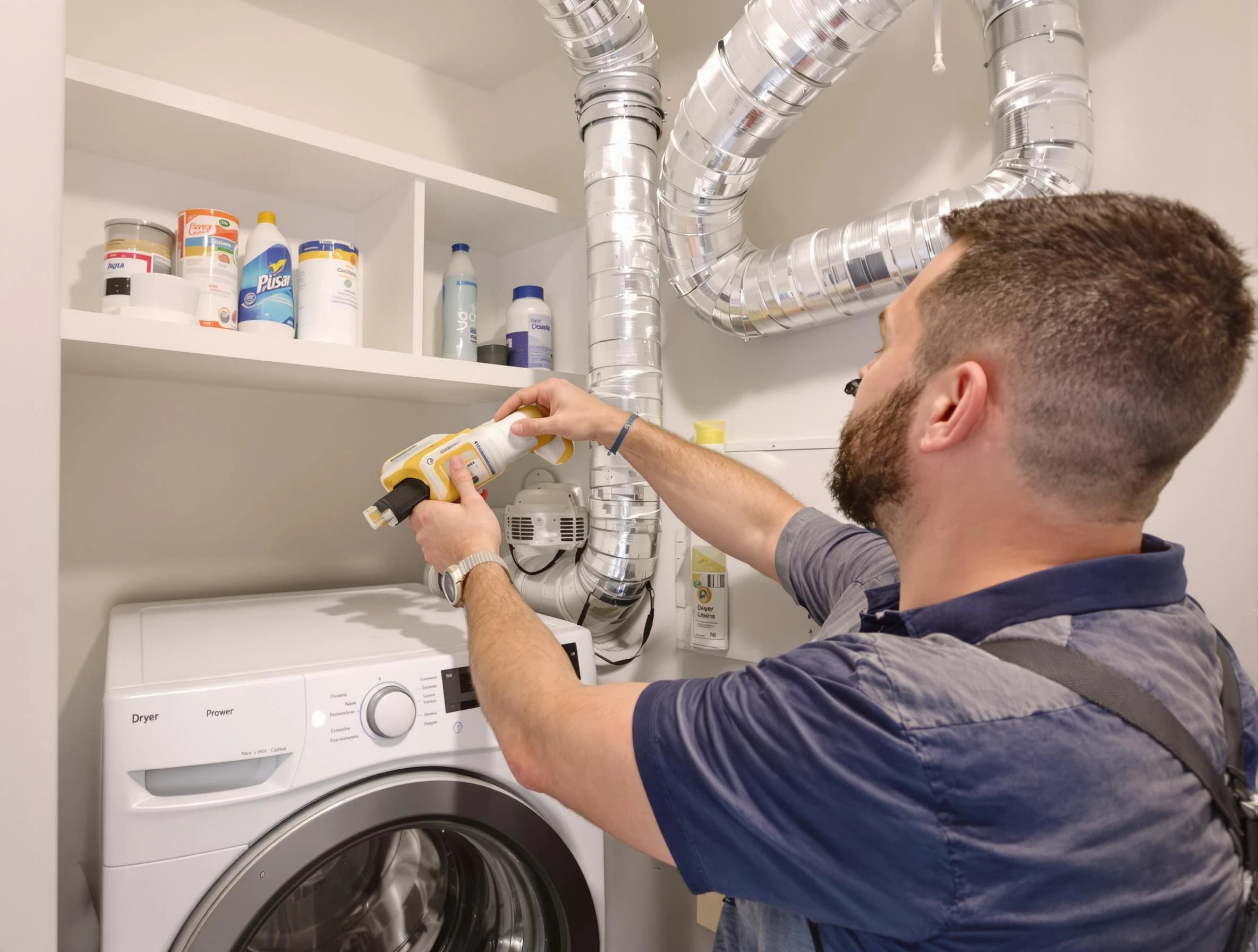 Riverside Dryer Vent Cleaning technician performing dryer vent cleaning at a home in Riverside