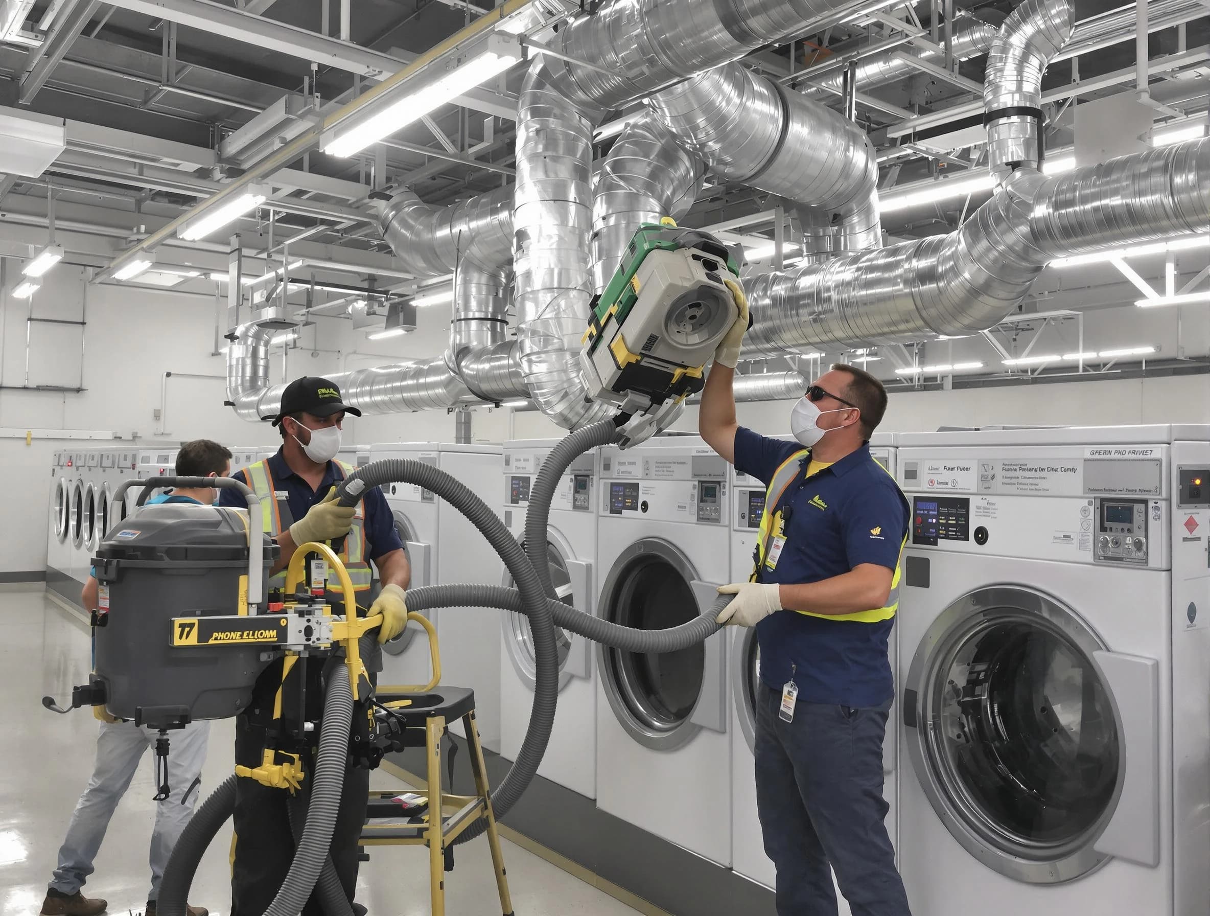 Riverside Dryer Vent Cleaning team cleaning large-scale industrial dryer vent systems at a facility in Riverside